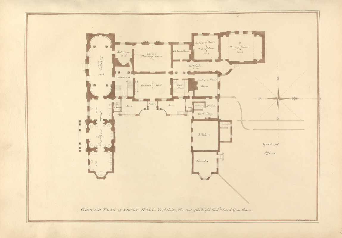 John Buckler - Ground Plan of Newby Hall, Yorkshire: the Seat of the Right Hon’ble Lord Grantham