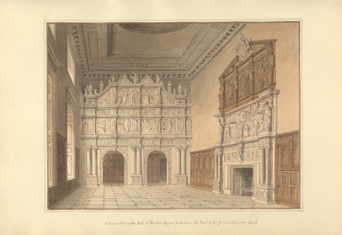 John Buckler - Interior View of the hall at Burton Agnes, Yorkshire: the Seat of Sir Francis Boynton Bart.