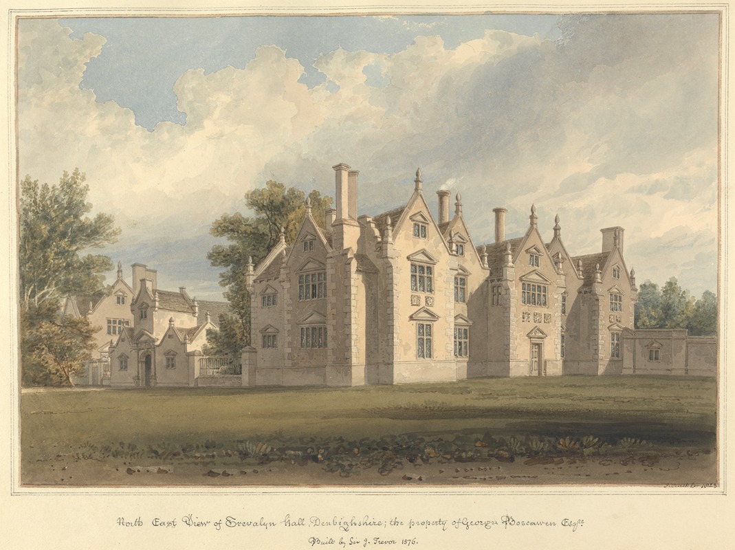 John Buckler - North East View of Trevalyn Hall, Denbighshire: the property of George Boscawen Esqre. Built by Sir G. Trevor 1576