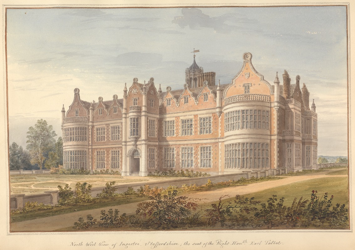 John Buckler - North West View of Ingestre, Staffordshire: the Seat of the Right Hon’ble Earl Talbot