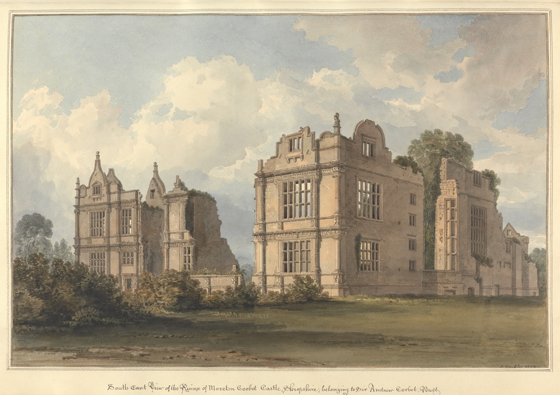 John Buckler - South East View of the Ruins of Moreton Corbet Castle, Shropshire: belonging to Sir Andrew Corbet, Bart.