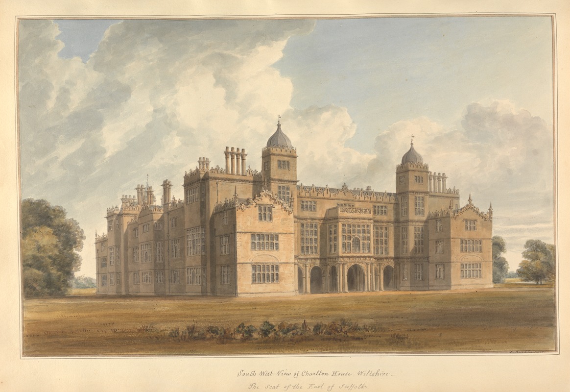 John Buckler - South West View of Charlton House Wiltshire the Seat of the Earl of Suffolk