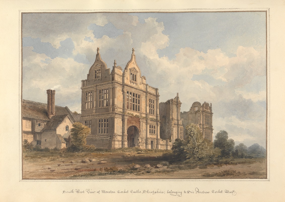John Buckler - South West View of Moreton Corbet Shropshire: belonging to Sir Andrew Corbet Bart.