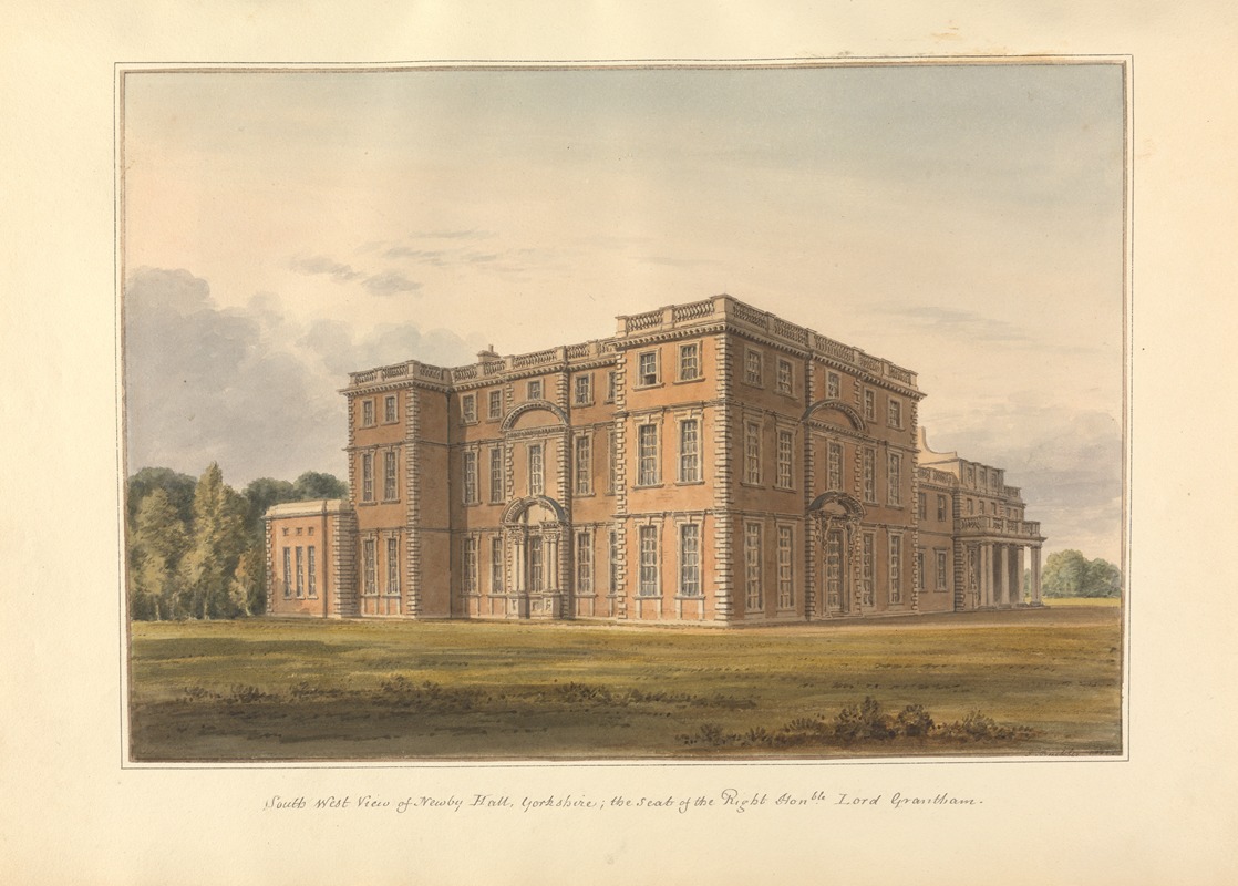 John Buckler - South West View of Newby Hall, Yorkshire: the Seat of the Right Hon’ble Lord Grantham