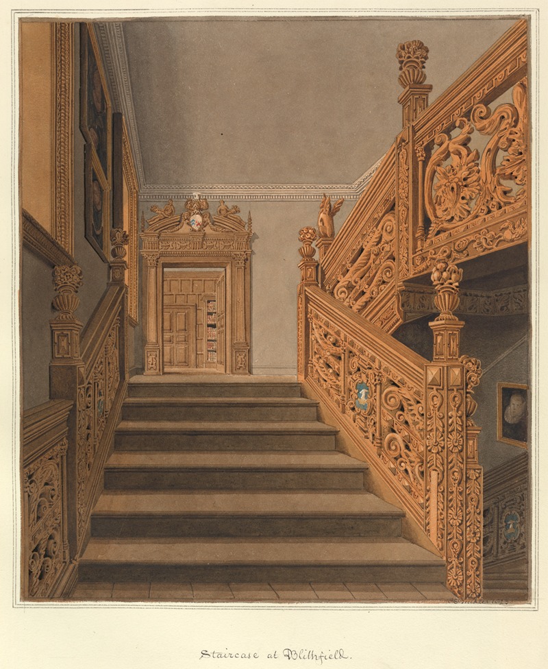 John Buckler - Staircase at Blithfield