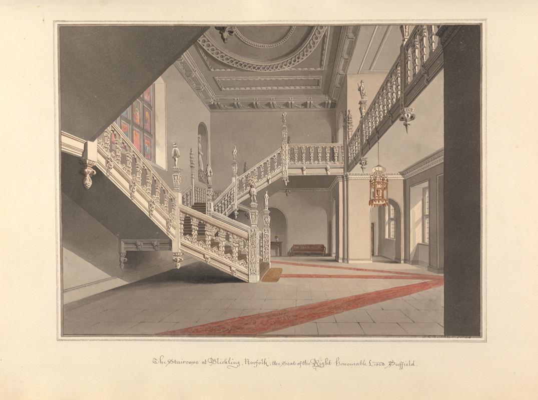John Buckler - The Staircase at Blickling, Norfolk: the Seat of the Right honourable Lord Suffield