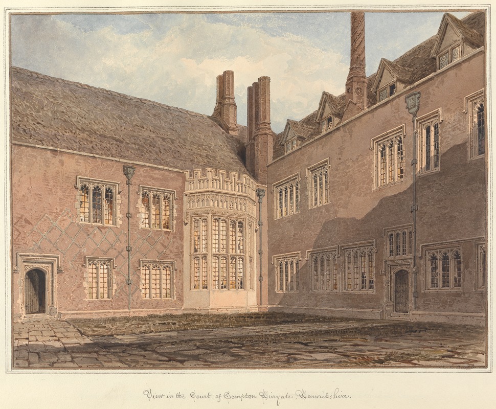 John Buckler - View in the Court of Compton Winyate, Warwickshire