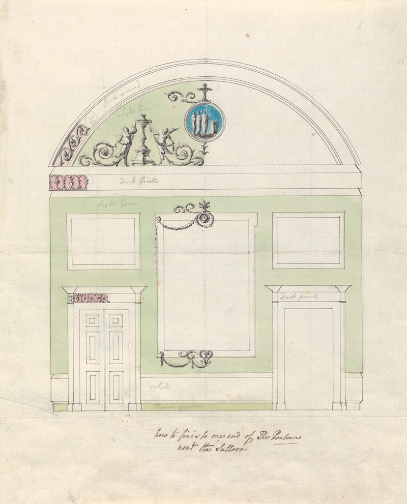 Robert Adam - Headfort House, Ireland: Elevation of One End of the Parlor