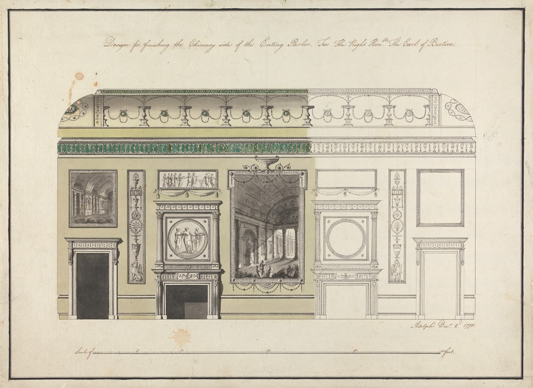 Robert Adam - Headfort House, Ireland: Elevation of the Eating Parlor