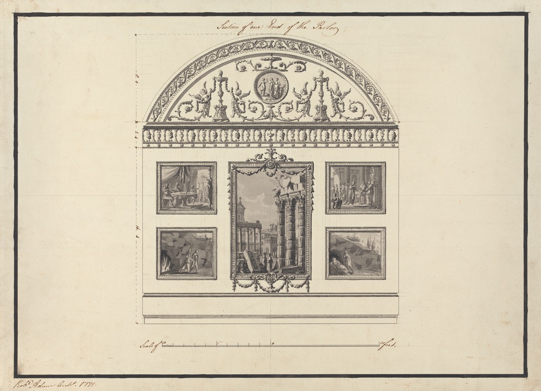 Robert Adam - Headfort House, Ireland: Section of One End of the Parlor