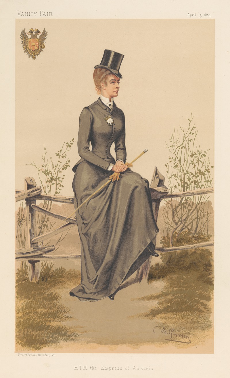 Constantine von de Grimm - Vanity Fair; Ladies; ‘H.I.M. the Empress of Austria’, Elizabeth Amalie Eugenie, April 5, 1884
