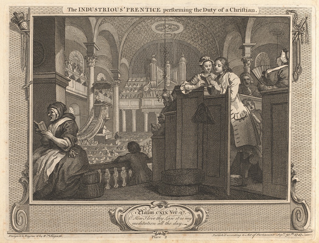 William Hogarth - Plate 2, The Industrious ‘Prentice Performing the Duty of a Christian