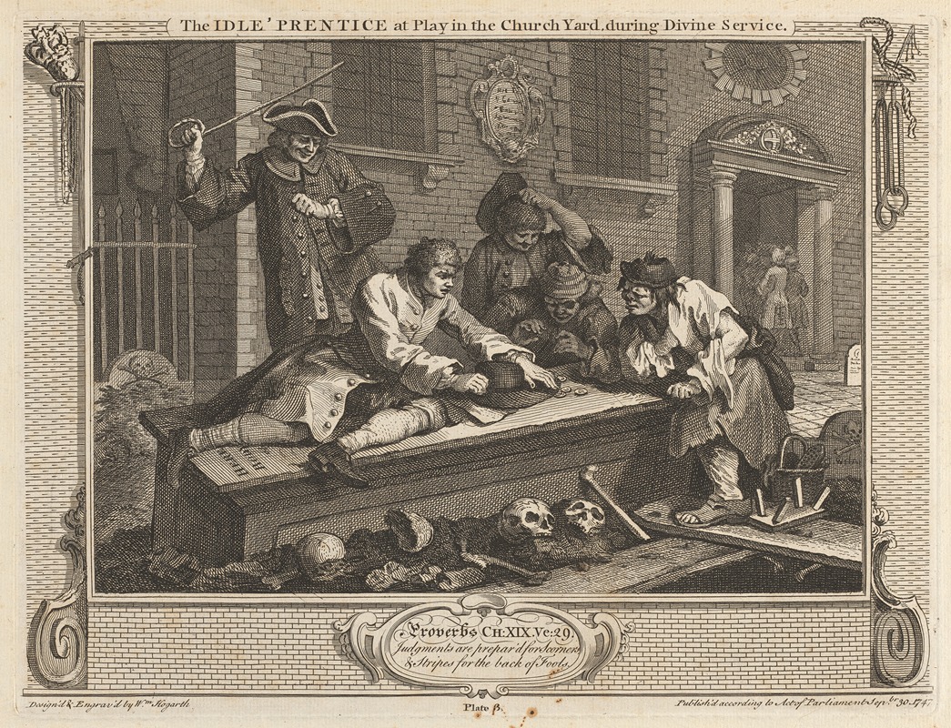 William Hogarth - Plate 3, The Idle ‘Prentice at Play in the Church Yard during Divine Service