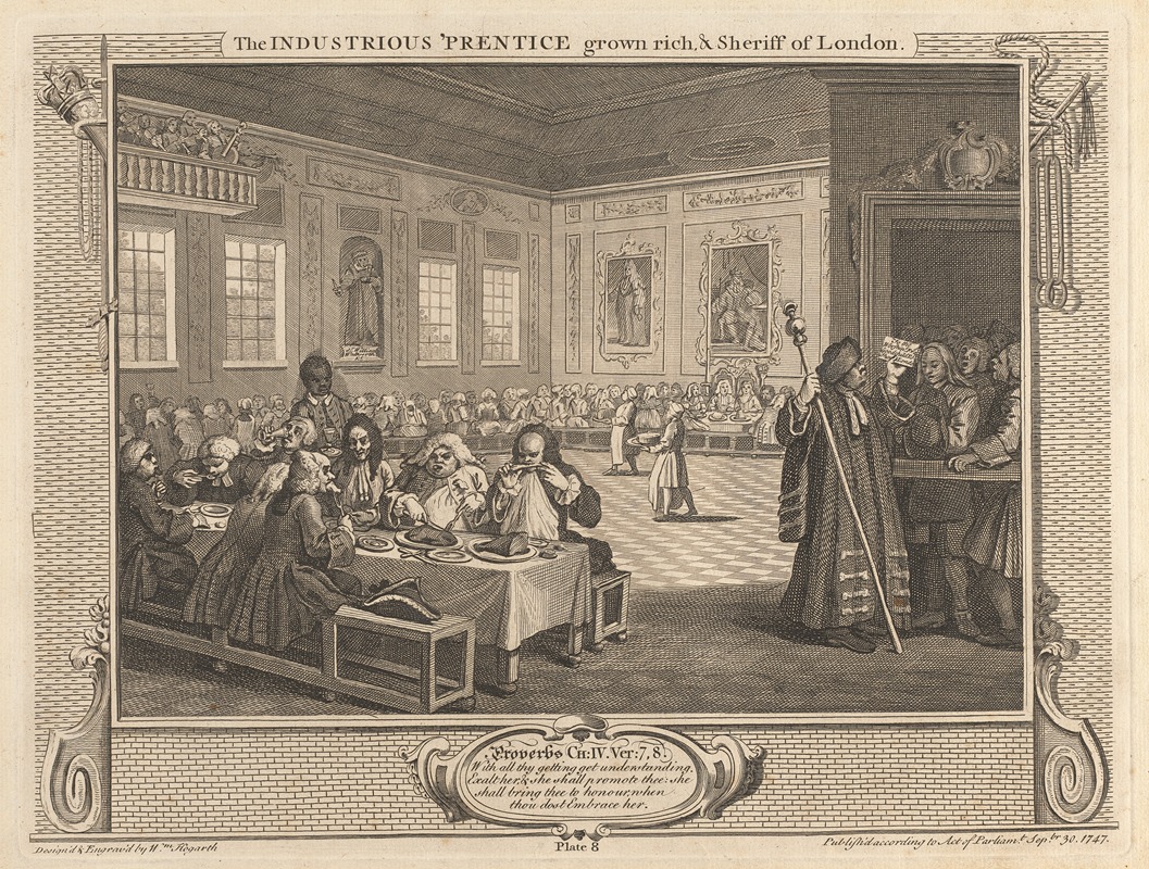 William Hogarth - Plate 8, The Industrious ‘Prentice Grown Rich and Sheriff of London