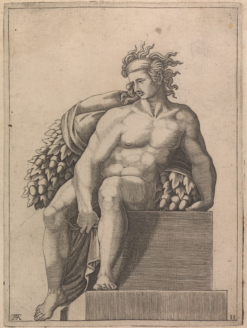 Adamo Scultori - Male Nude from Panel of ‘The Drunkeness of Noah’