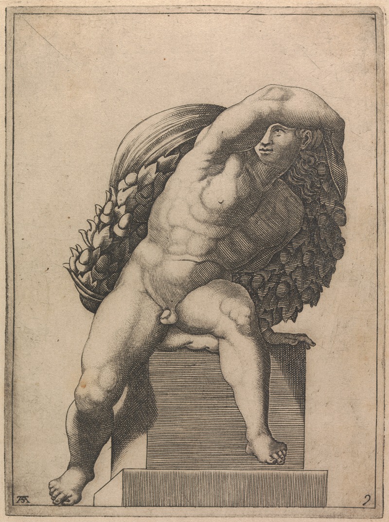 Adamo Scultori - Male Nude from Panel of ‘The Sacrifice of Noah’.