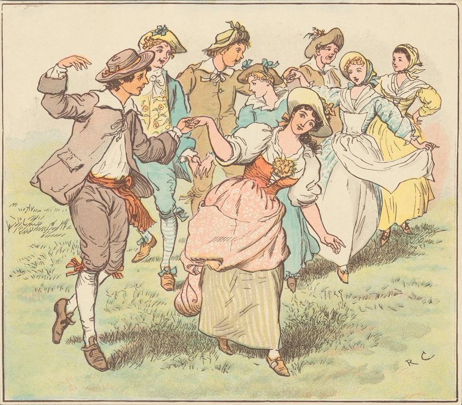 Anonymous - Four dancing couples in rustic costume