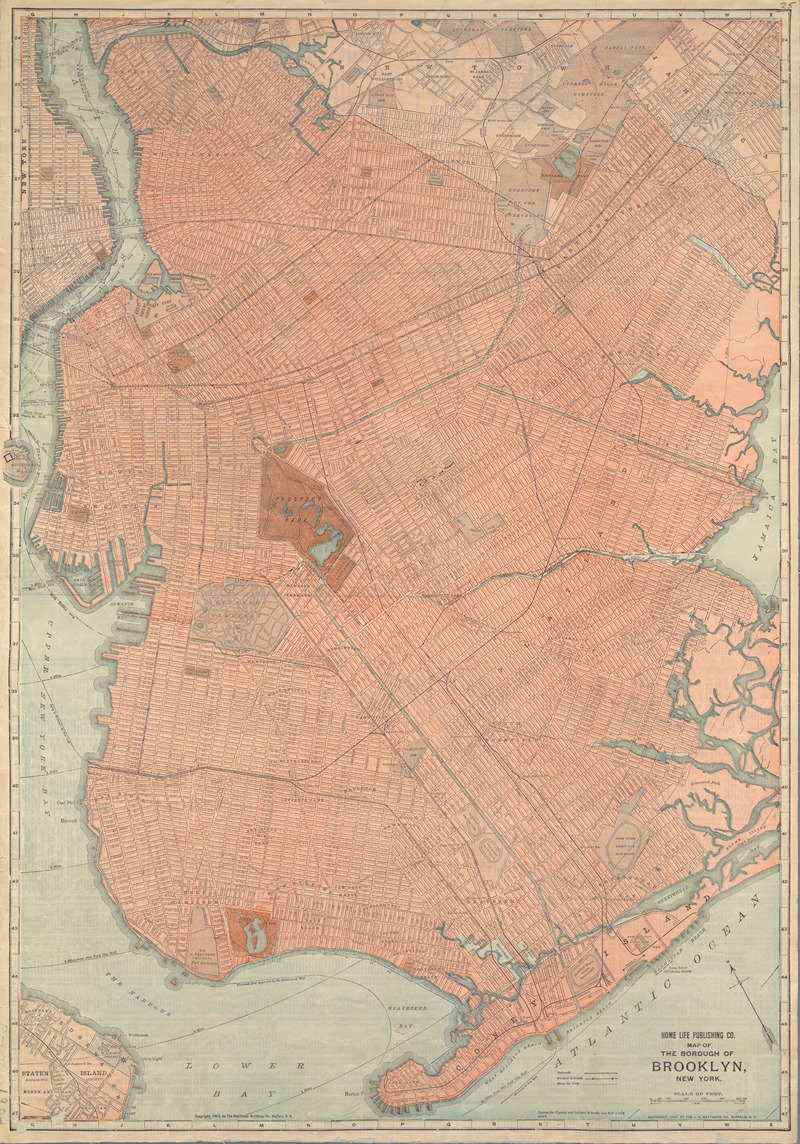 Home Life Publishing Co. - Map of the borough of Brooklyn, New York