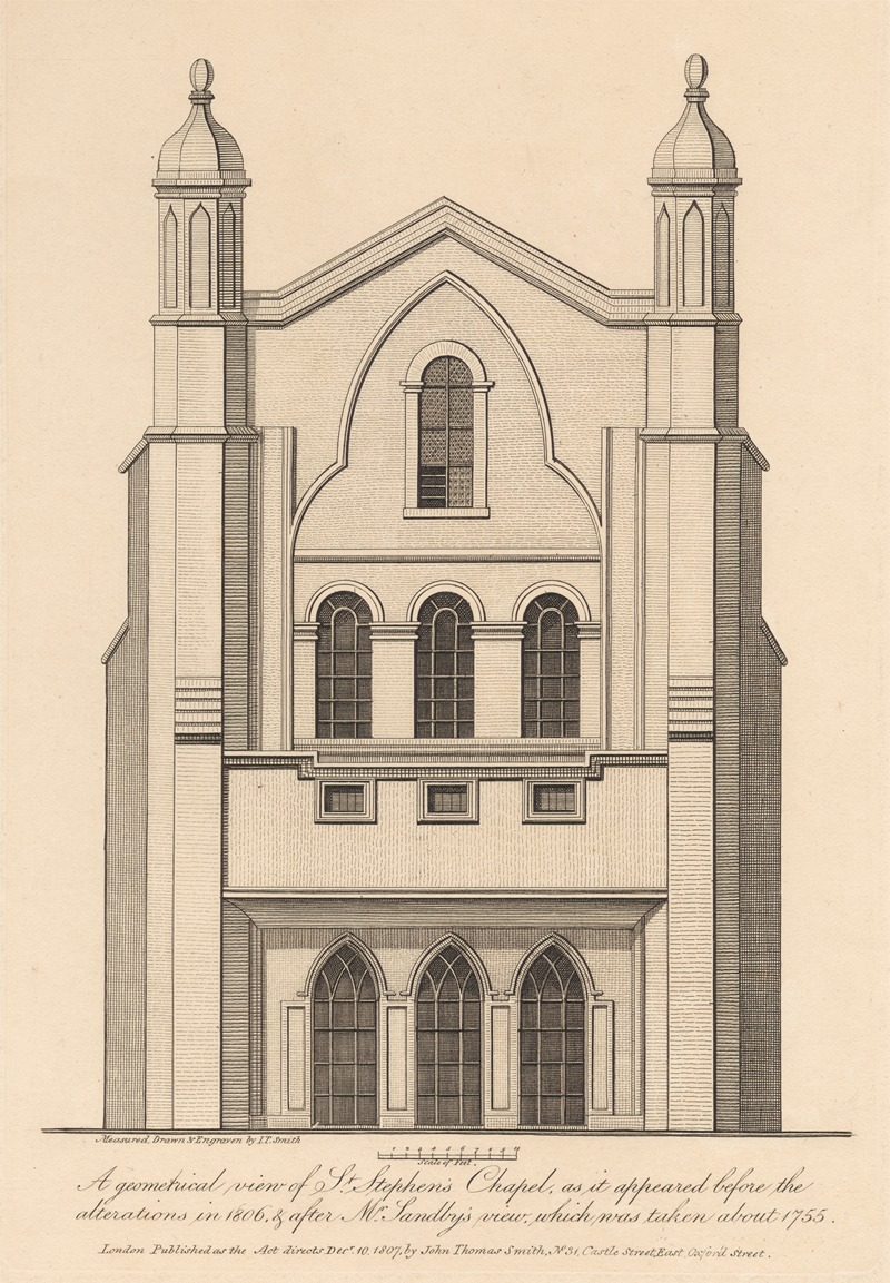 John Thomas Smith - Geometrical View of St. Stephen’s Chapel, as it appeared before the alterations in 1806 and after Mr. Sandby’s view, which was taken about 1755