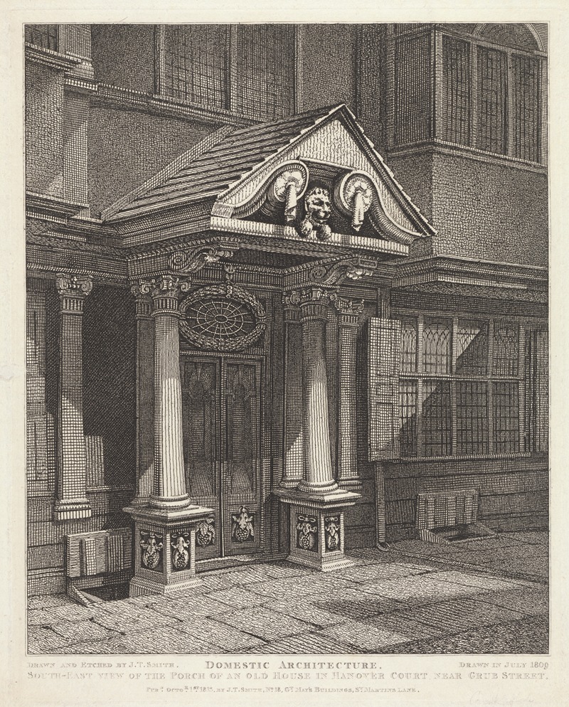 John Thomas Smith - S.E. View of the Porch of an Old House in Hanover Court near Grub Street