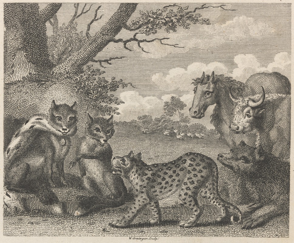 John Wootton - Fable VII. The Lion, the Fox, and the Geese