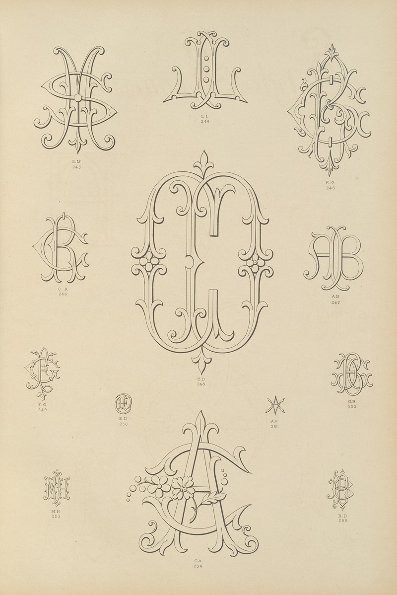 Ch Crouvezier - Album de chiffres & monogrammes couronnes de noblesse, françaises et etrangères Pl.019