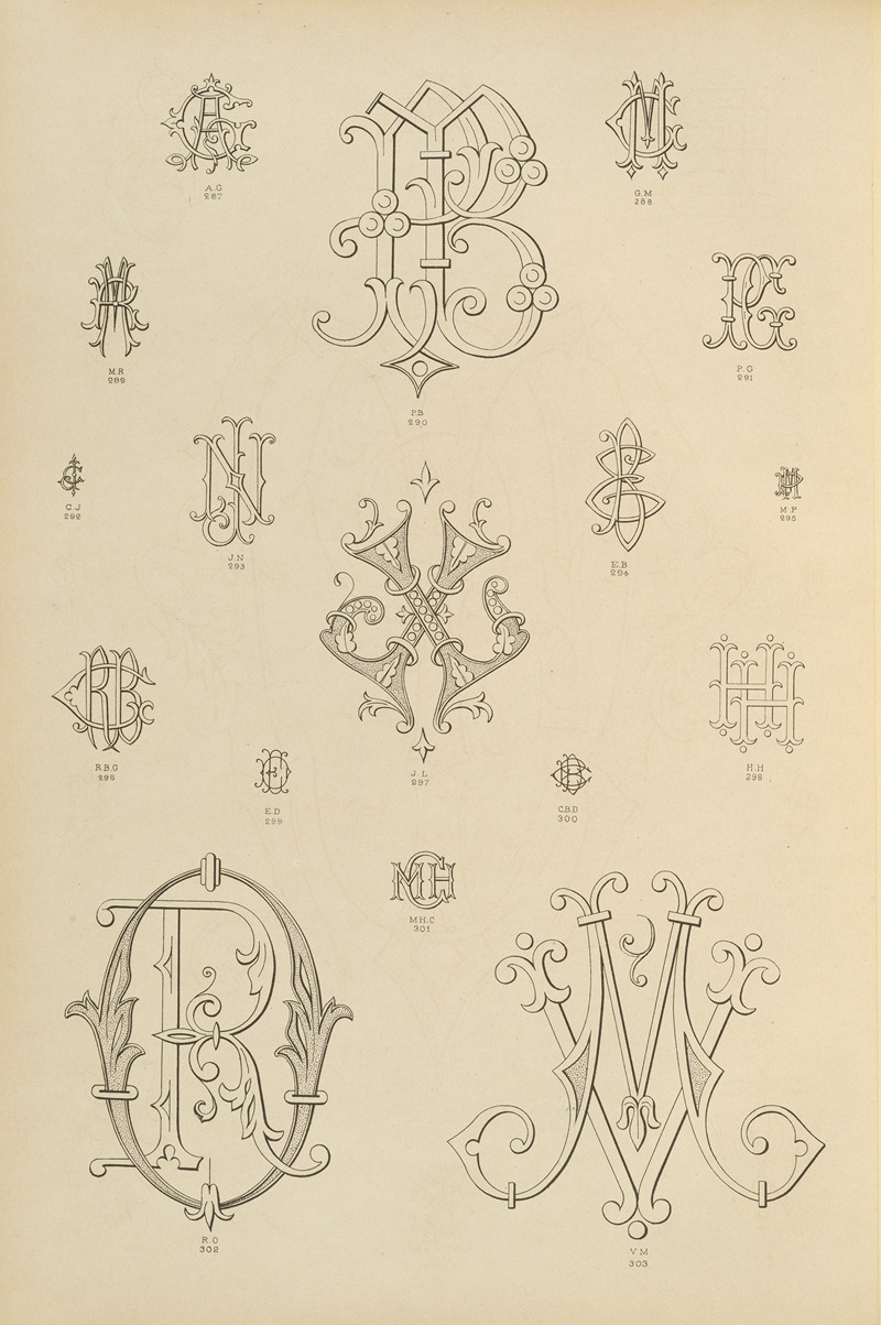 Ch Crouvezier - Album de chiffres & monogrammes couronnes de noblesse, françaises et etrangères Pl.022