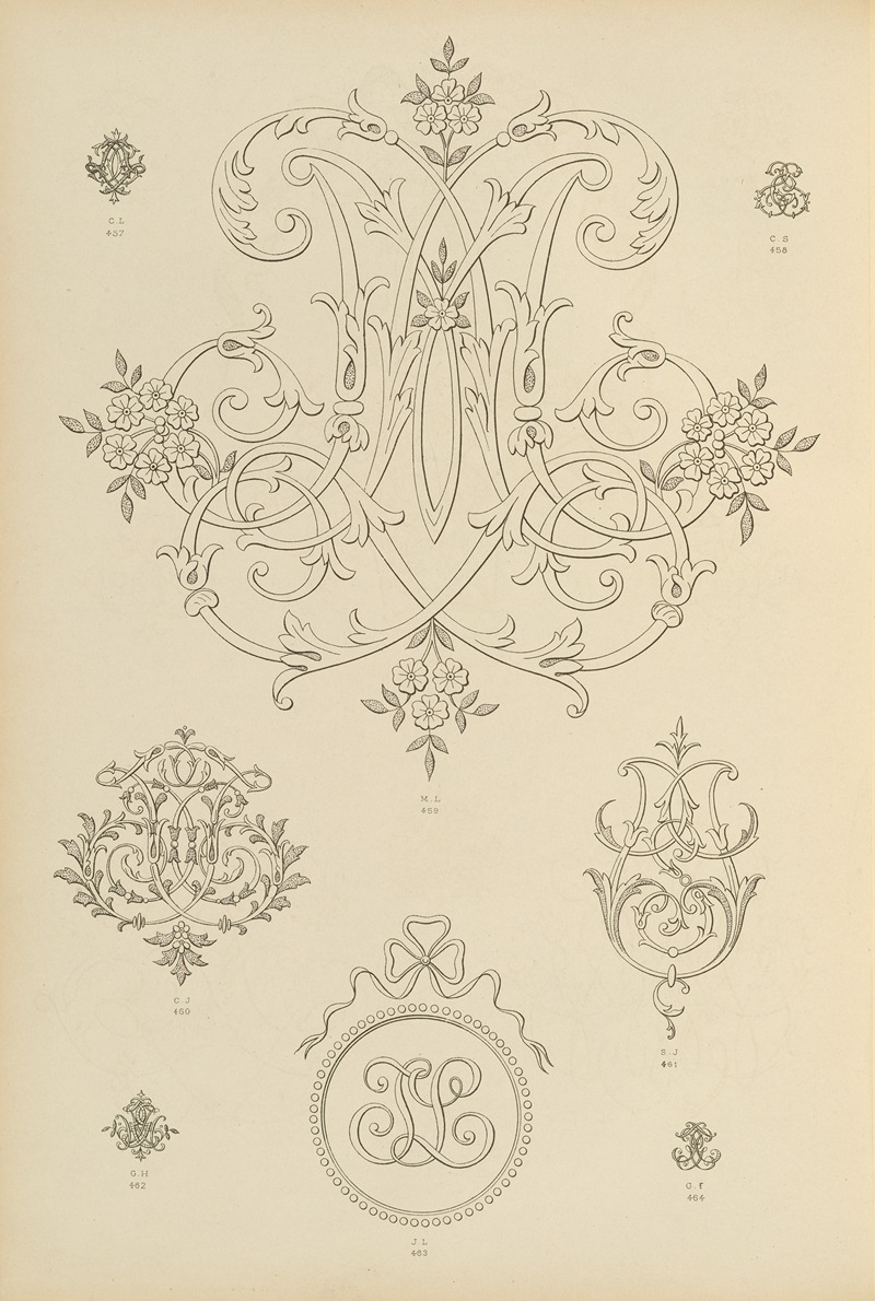 Ch Crouvezier - Album de chiffres & monogrammes couronnes de noblesse, françaises et etrangères Pl.042