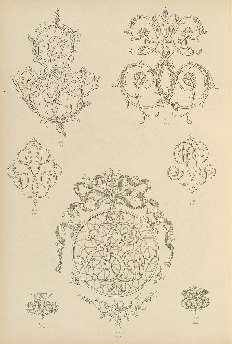 Ch Crouvezier - Album de chiffres & monogrammes couronnes de noblesse, françaises et etrangères Pl.044