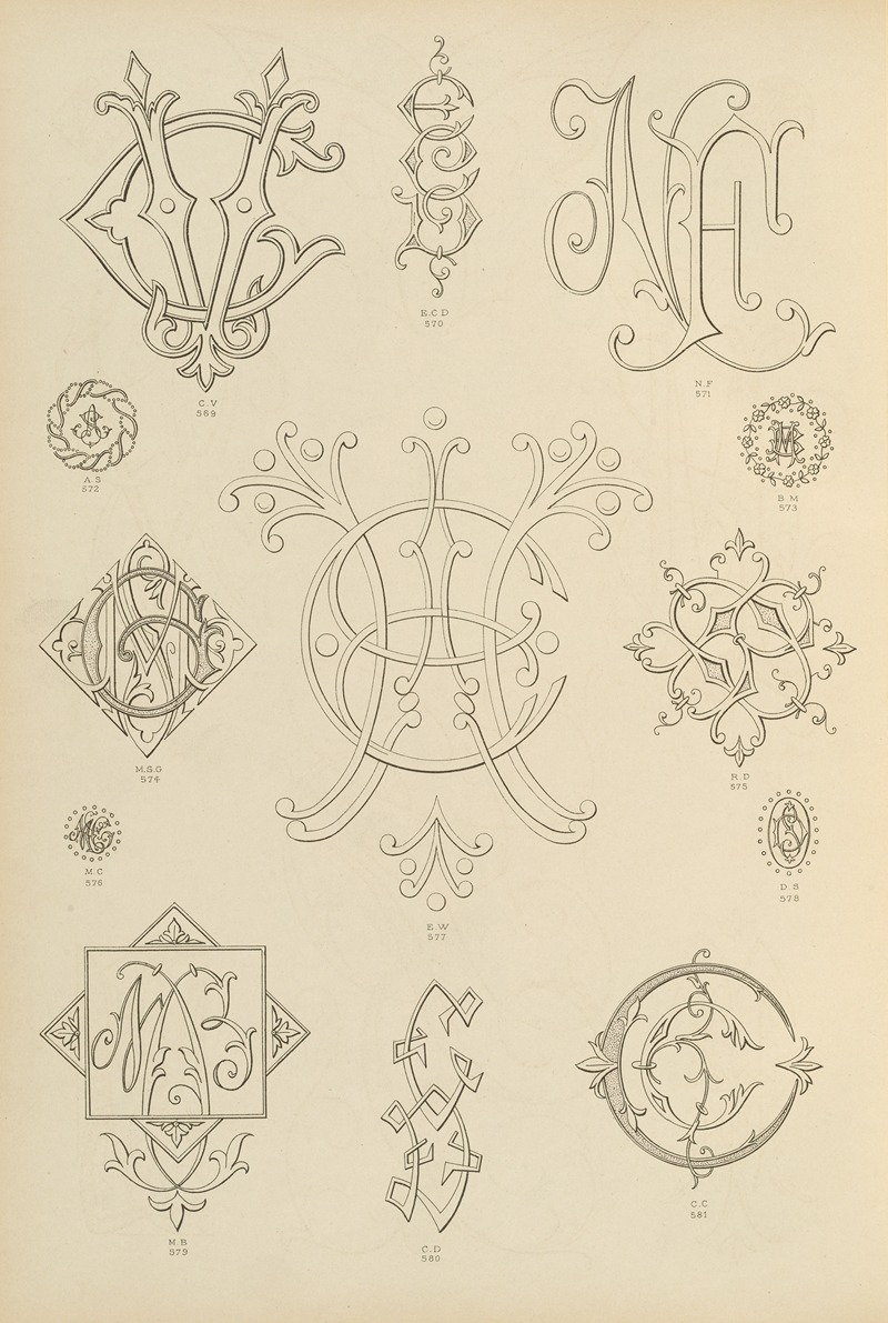 Ch Crouvezier - Album de chiffres & monogrammes couronnes de noblesse, françaises et etrangères Pl.054