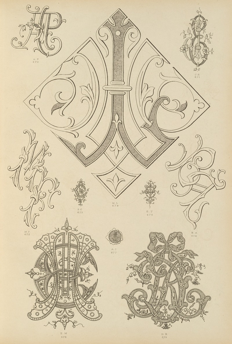 Ch Crouvezier - Album de chiffres & monogrammes couronnes de noblesse, françaises et etrangères Pl.061