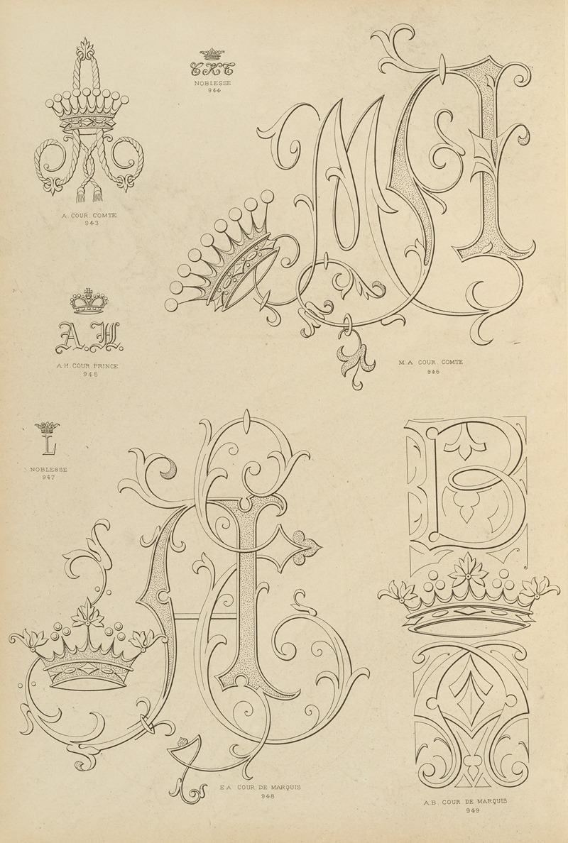 Ch Crouvezier - Album de chiffres & monogrammes couronnes de noblesse, françaises et etrangères Pl.086