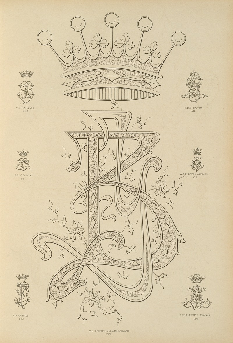 Ch Crouvezier - Album de chiffres & monogrammes couronnes de noblesse, françaises et etrangères Pl.089