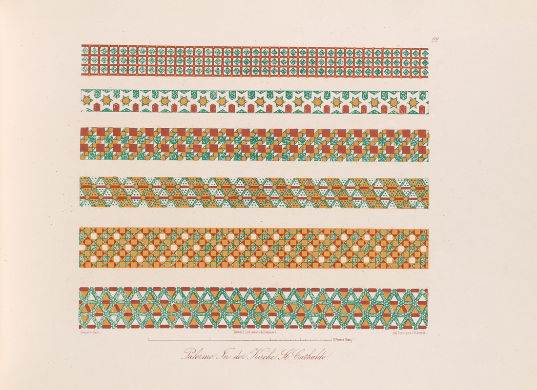 Wilhelm Zahn - Ornamente aller klassischen Kunst-Epochen nach den Originalien in ihren eigenthümlichen Farben Pl.022