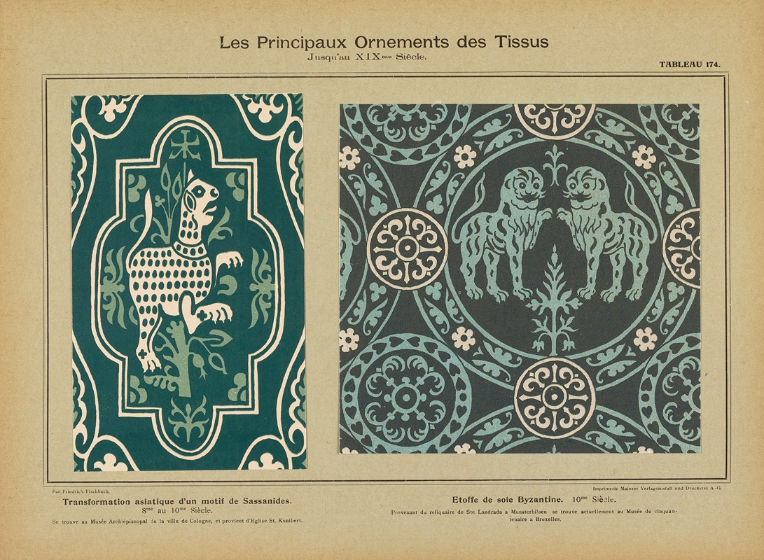 Friedrich Fischbach - Les principaux ornaments des tissus jusqu’au XIXme siècle Pl.12