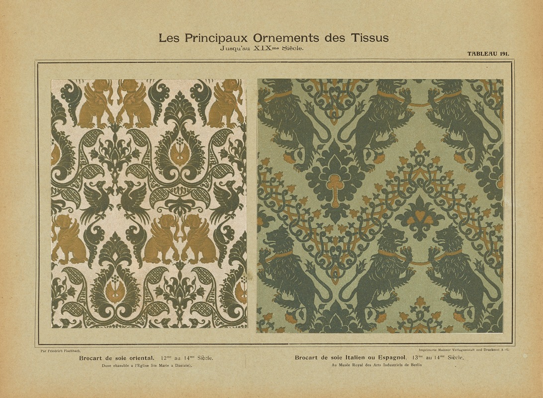 Friedrich Fischbach - Les principaux ornaments des tissus jusqu’au XIXme siècle Pl.29
