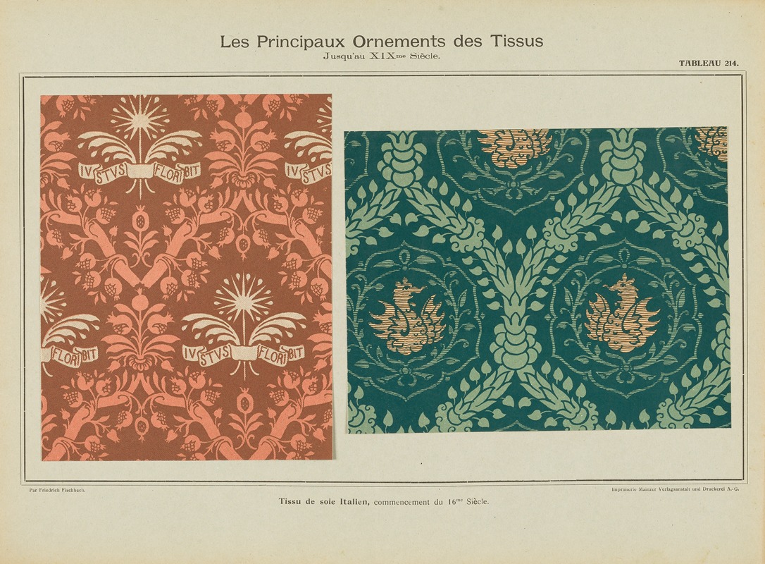 Friedrich Fischbach - Les principaux ornaments des tissus jusqu’au XIXme siècle Pl.52