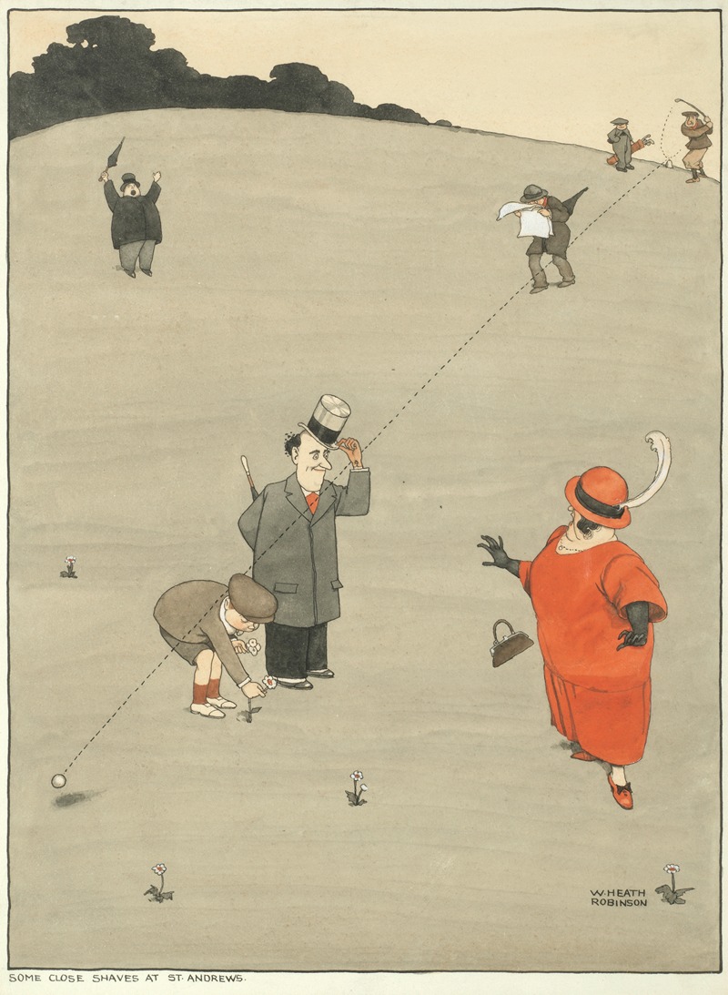 William Heath Robinson - ‘Some Close Shaves at St. Andrews’