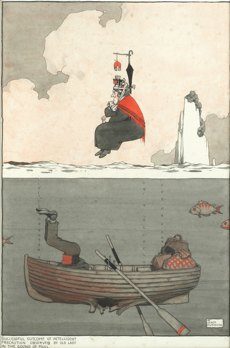 William Heath Robinson - ‘Successful Outcome of Intelligent Precaution Observed by Old Lady in the Sound of Mull’