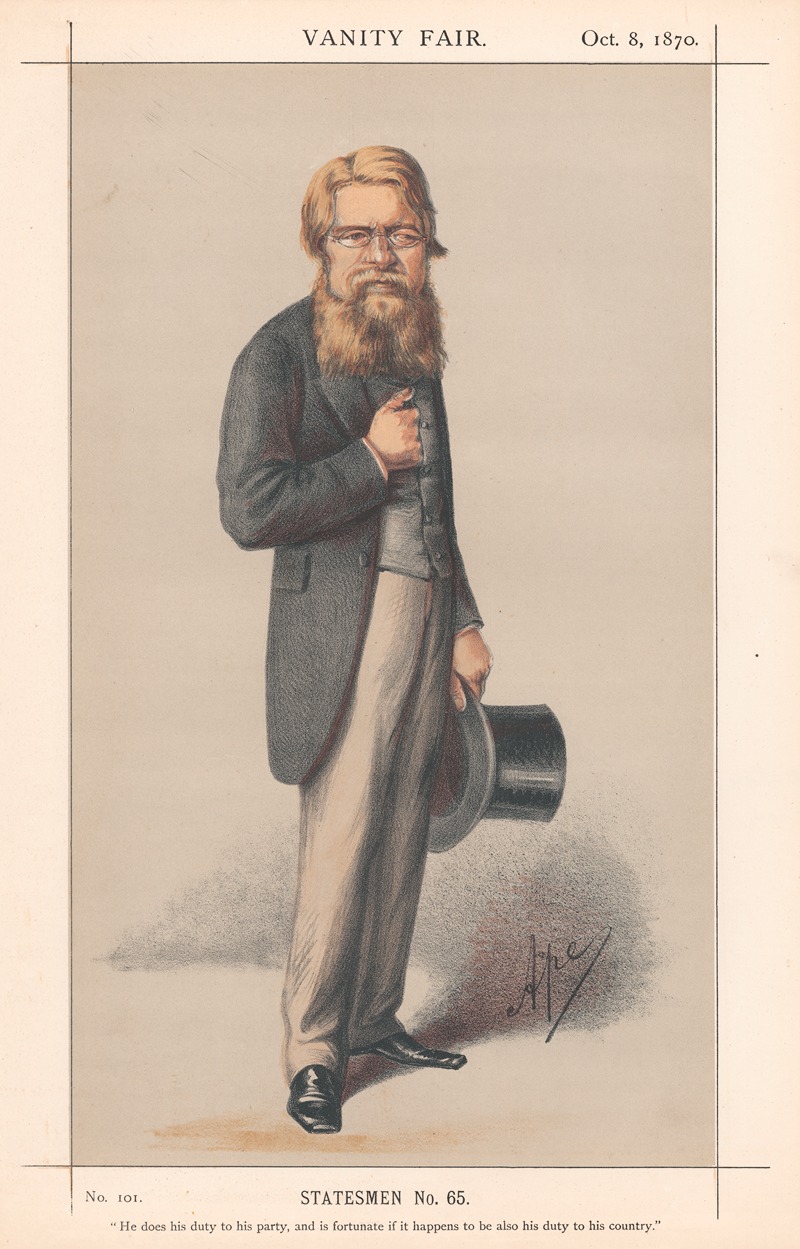 Carlo Pellegrini - Chancellors of Exchequer. Statesmen No.65 ‘He does his duty of his party…..’. Nothcote. 8 October 1870