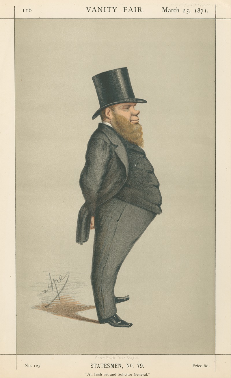 Carlo Pellegrini - Politicians – ‘An Irish wit and Solicitor-General’. Mr. Richard Dowse. March 25, 1871