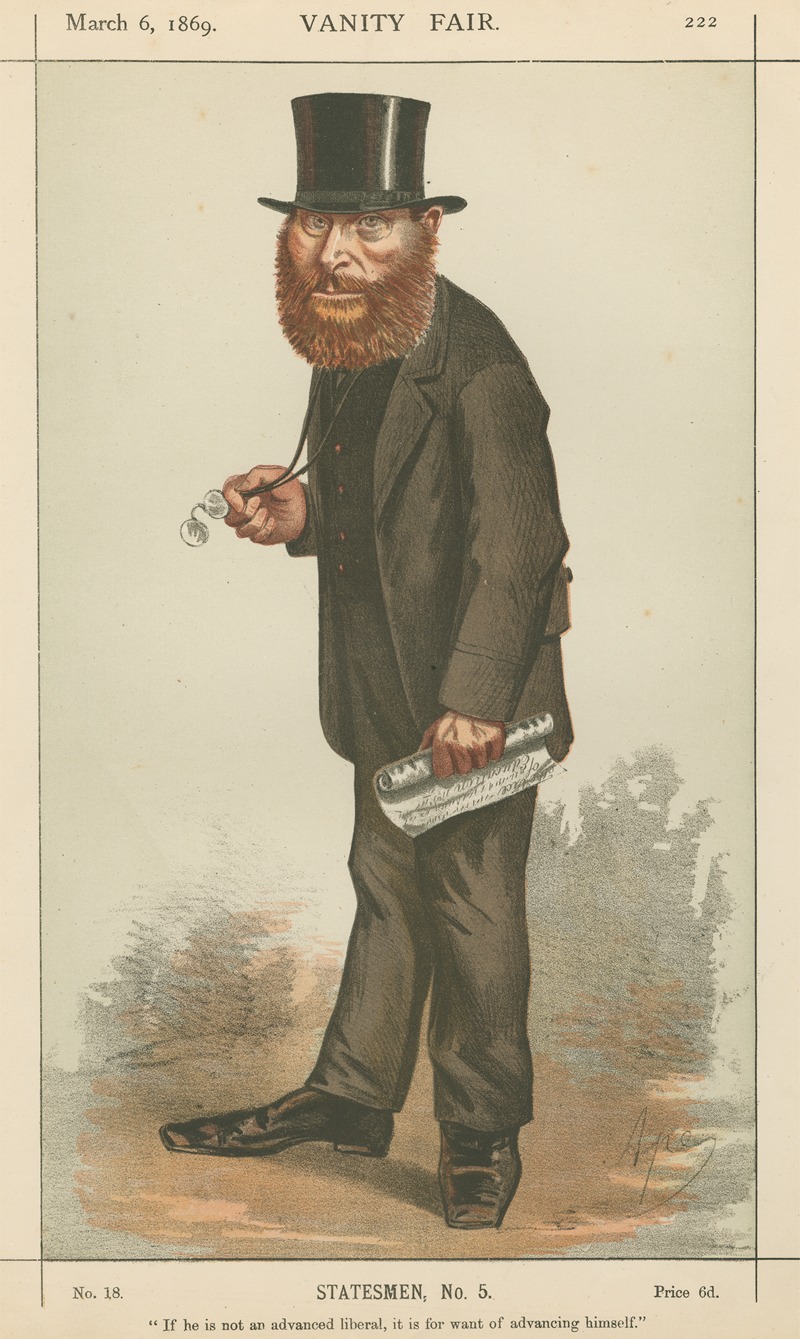 Carlo Pellegrini - Politicians – ‘If he is not an advanced liberal, it is for want of advancing himself’. Rt. Hon. W.E. Forster. March 6, 1869