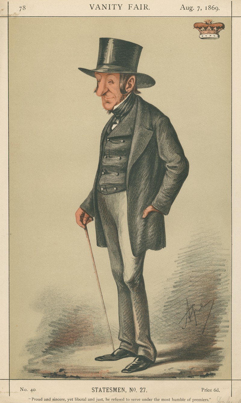 Carlo Pellegrini - Politicians – ‘Proud and sincere, yet liberal and just, he refused to serve under the most humble of premiers.’ The Duke of Somerset. 7 August 1869