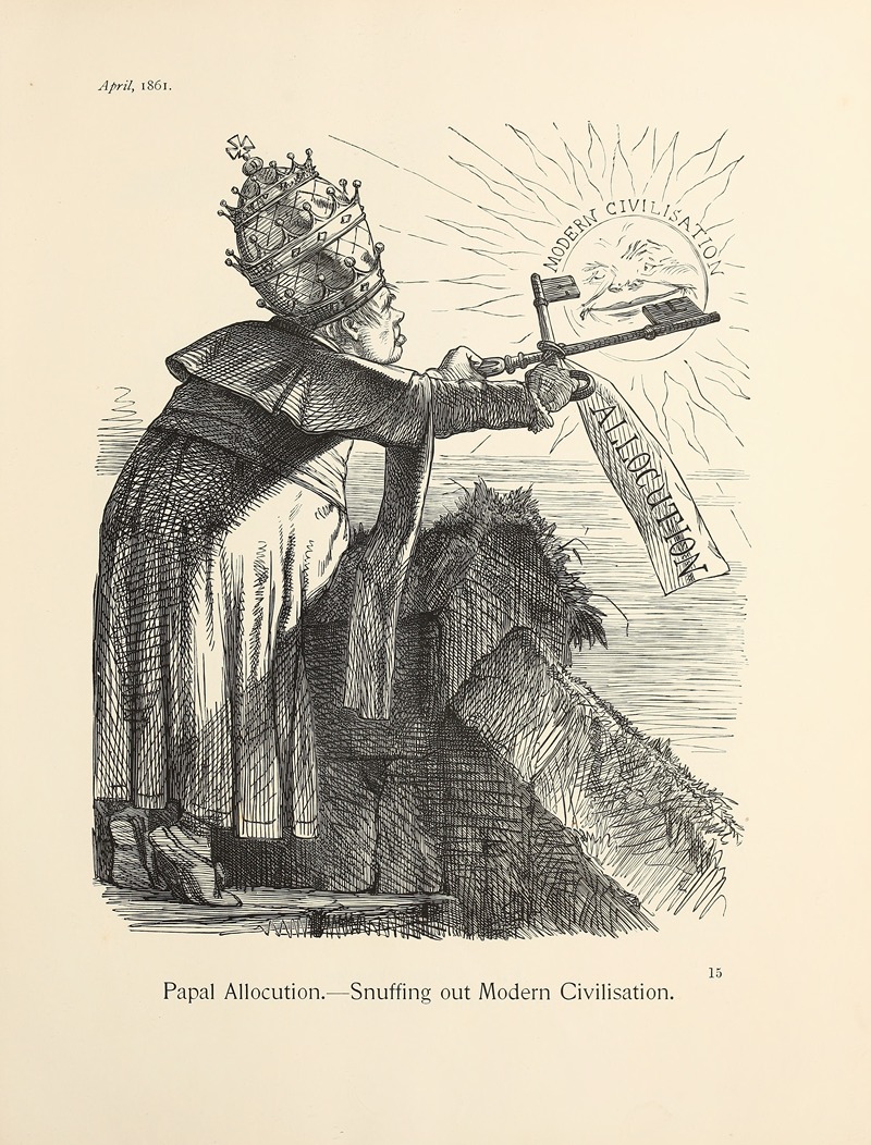 Sir John Tenniel - Papal Allocution. — Snuffing out Modern Civilisation