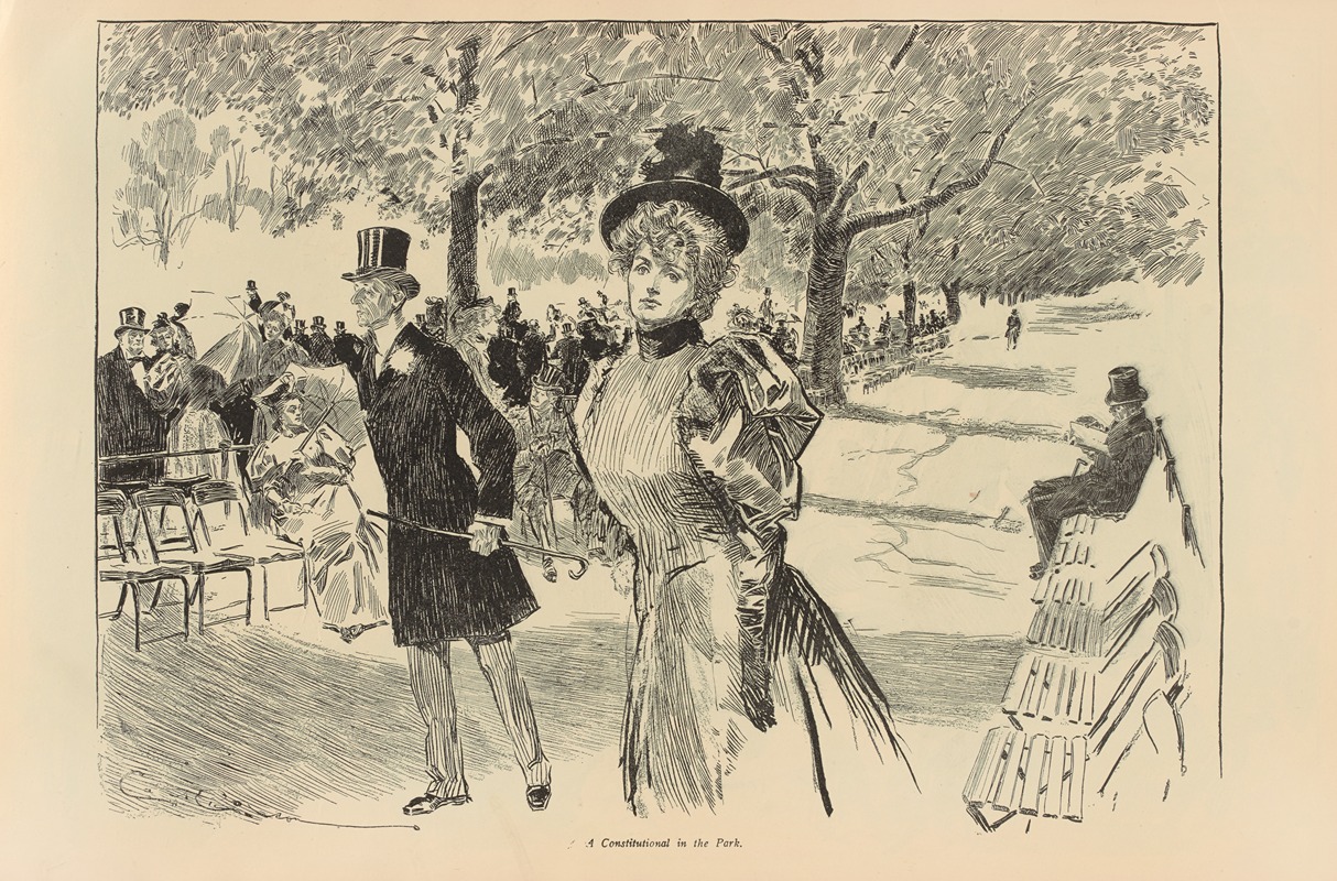 Charles Dana Gibson - A Constitutional in the Park