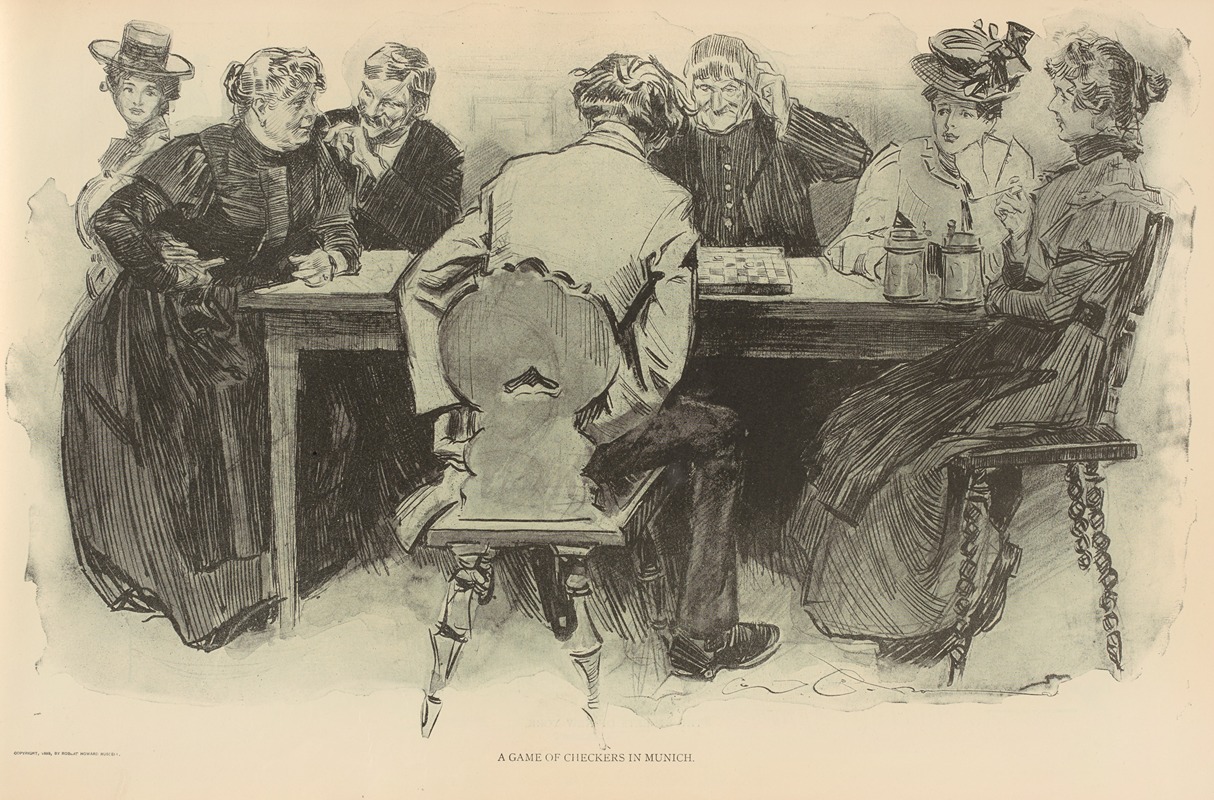 Charles Dana Gibson - A game of checkers in Munich