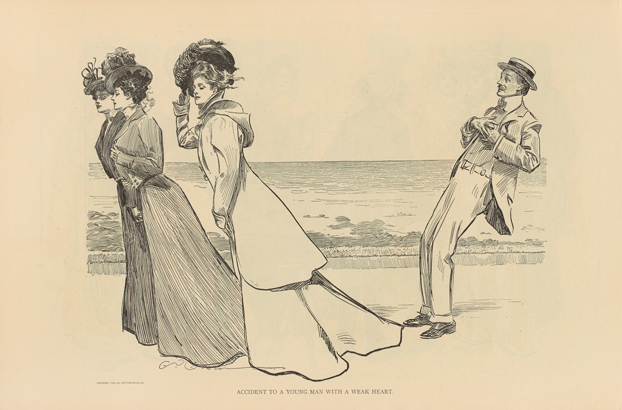Charles Dana Gibson - Accident to a young man with a weak heart