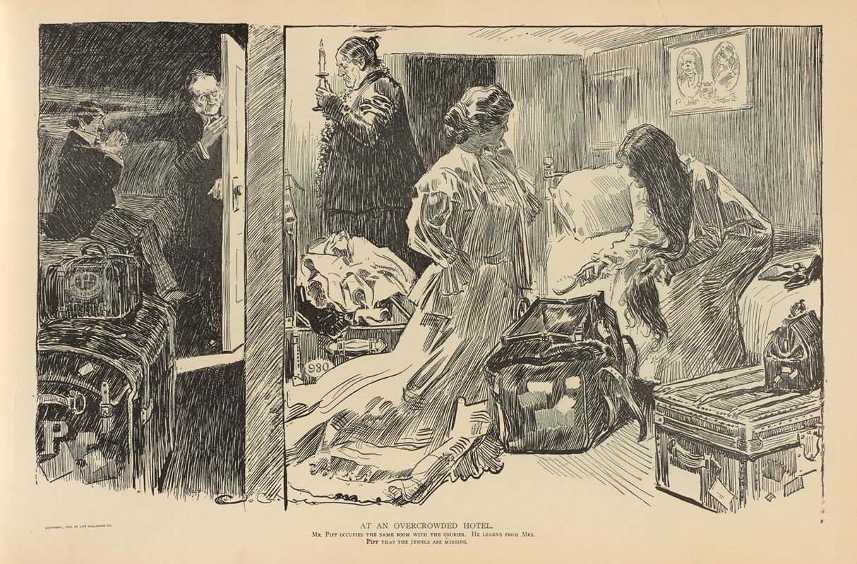 Charles Dana Gibson - At an overcrowded hotel