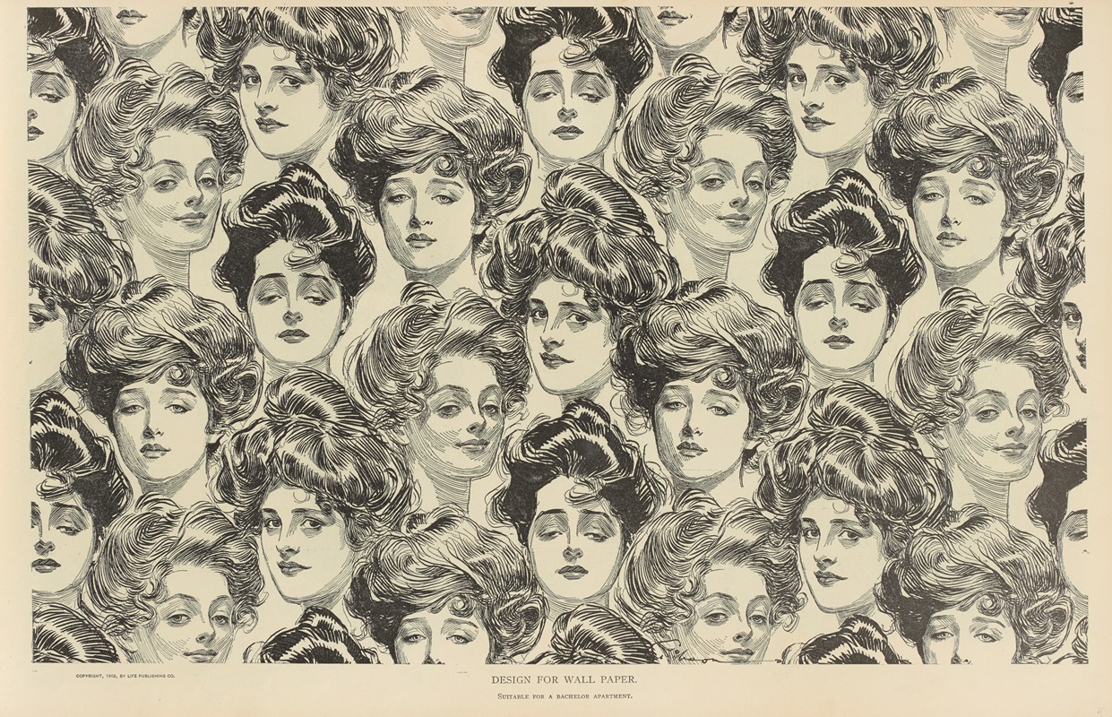 Charles Dana Gibson - Design fo a wallpaper, Suitable for a bachelor apartment
