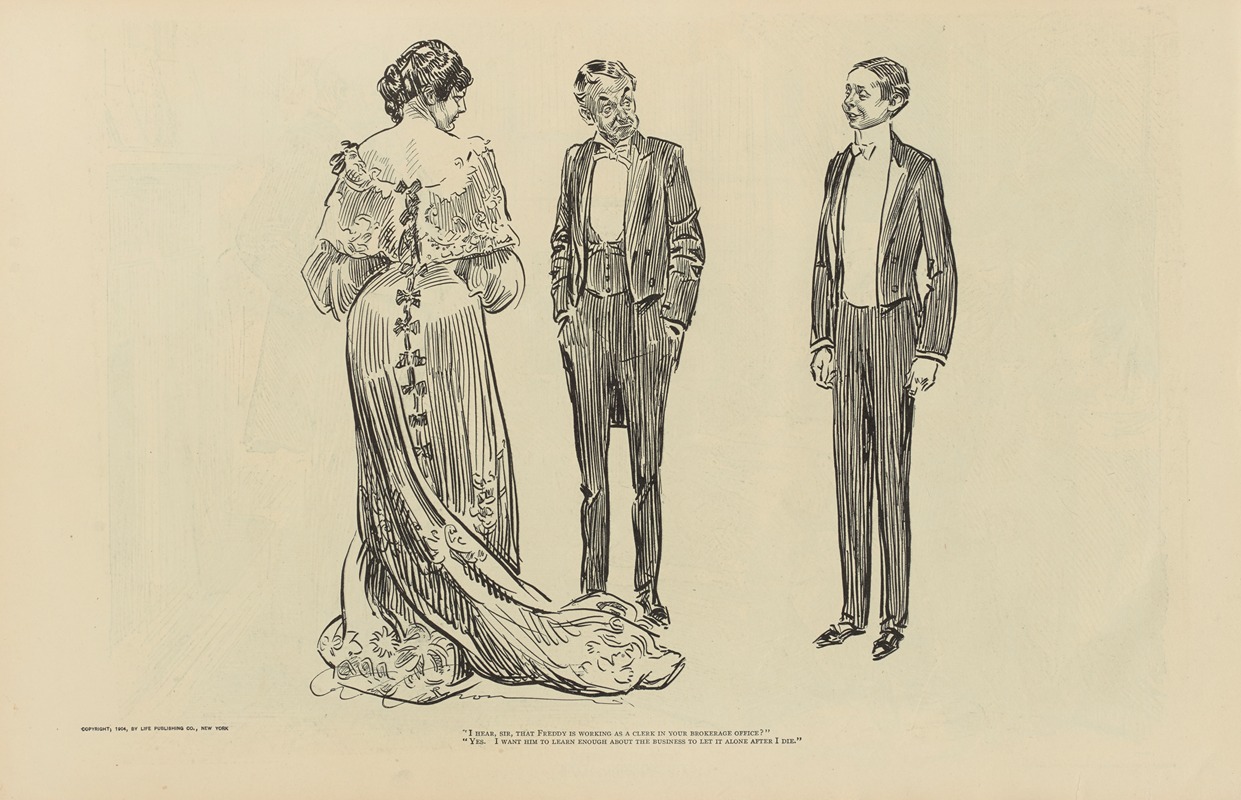 Charles Dana Gibson - ‘I hear, sir, that freddy is working as a clerk in your brokerage office’